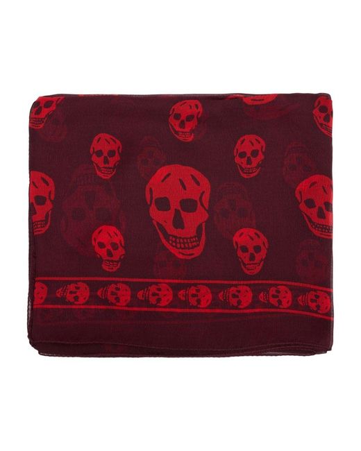 McQueen Red Ca Skull Scarf