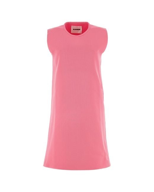 Jil Sander Pink Fluo Polyester Mini Dress
