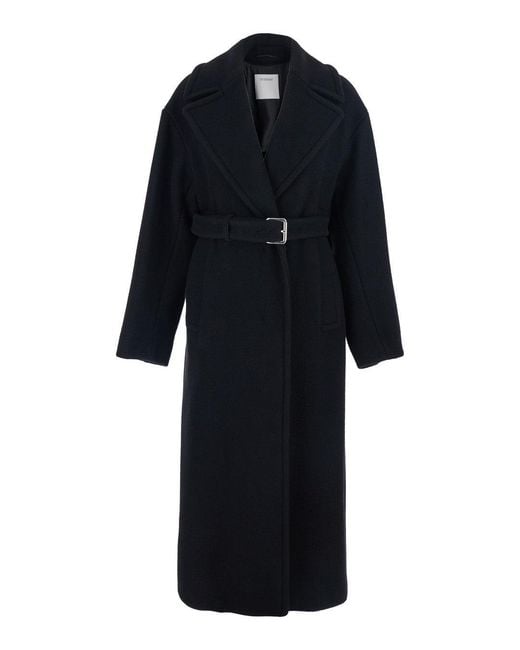 Sportmax Black Notched Lapel Trench Coat