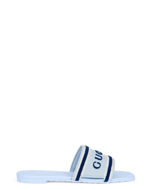 Gucci Blue Slides With Logo