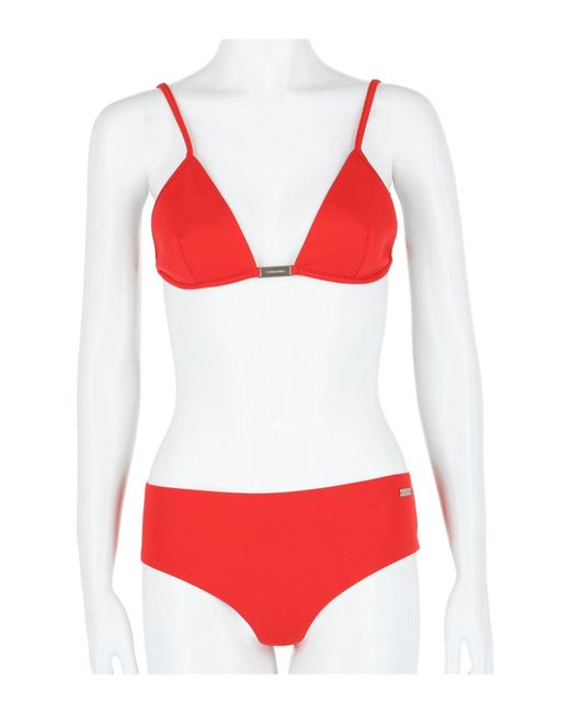 Ferragamo Red Logo-Plaque Triangle Bikini Set