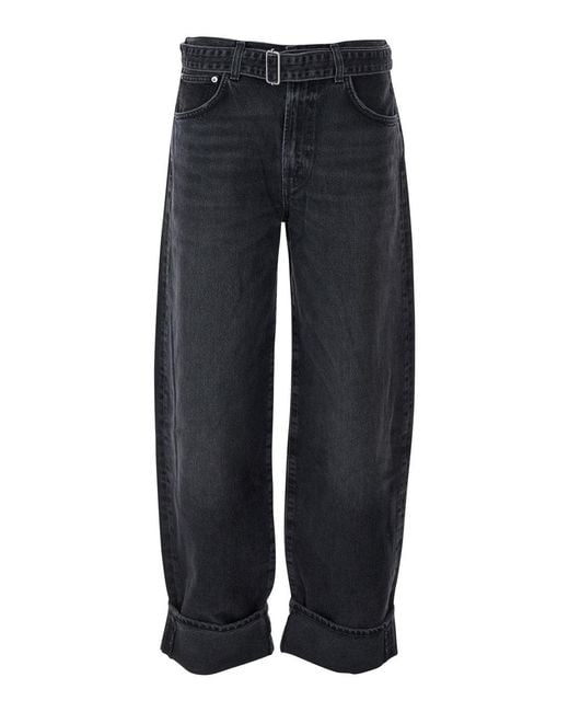 Agolde Blue Arcane Jeans With Belt And Turn-Up Hem