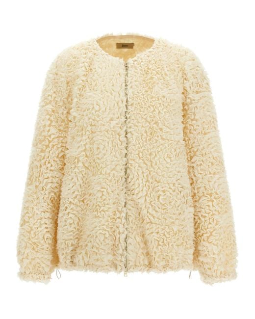 Herno Natural Mini Ruffle Jacket