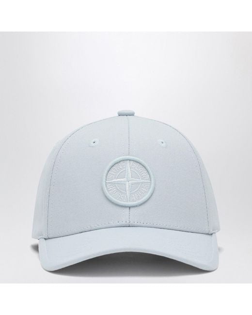 Stone Island White Light Hat With Compass Logo for men