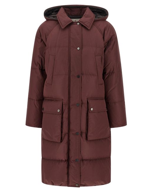 Brunello Cucinelli Purple 'Shiny Zipper Pull' Down Jacket