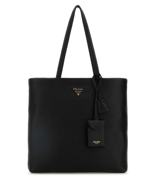 Prada Black Leather Shopping Bag
