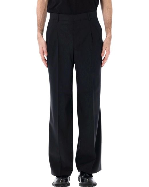 AMI Black Double Pleat Trousers for men
