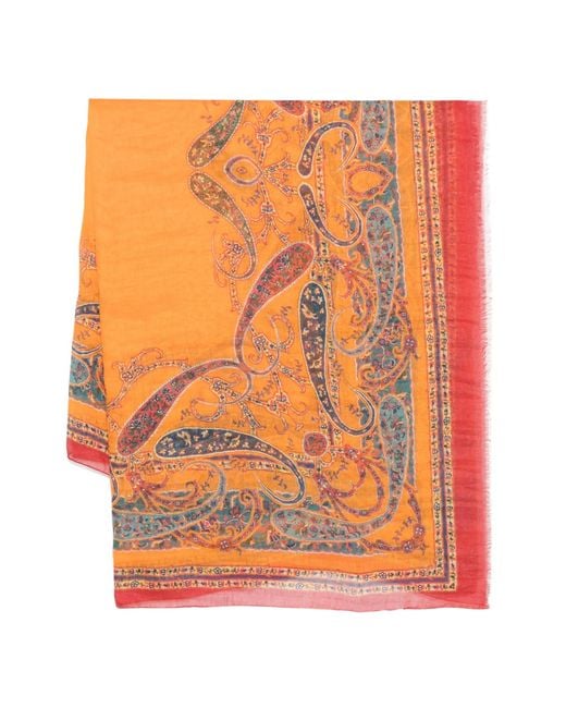 Etro Orange Flower Scarf