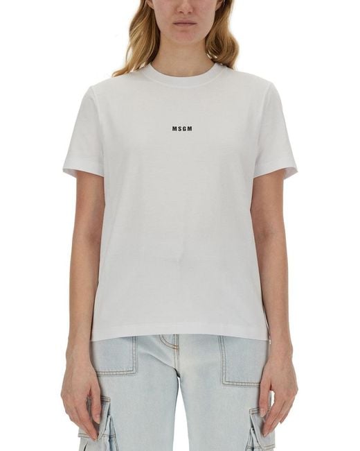 MSGM Gray Micro Logo Tshirt