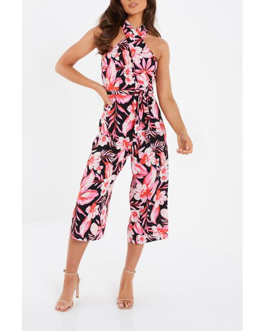 Quiz Halter Jumpsuit Dress in Red Lyst