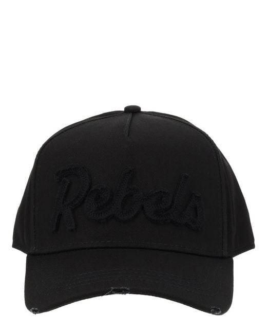 DSquared² Black Dsquared "Rebels" Baseball Hat for men