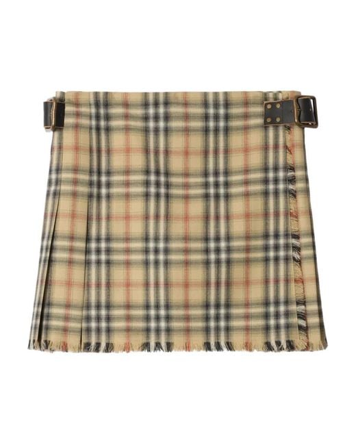 Burberry Metallic Check Wool Mini Kilt