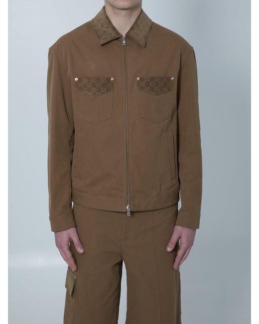 Gucci Brown Camel Cotton Jacket for men
