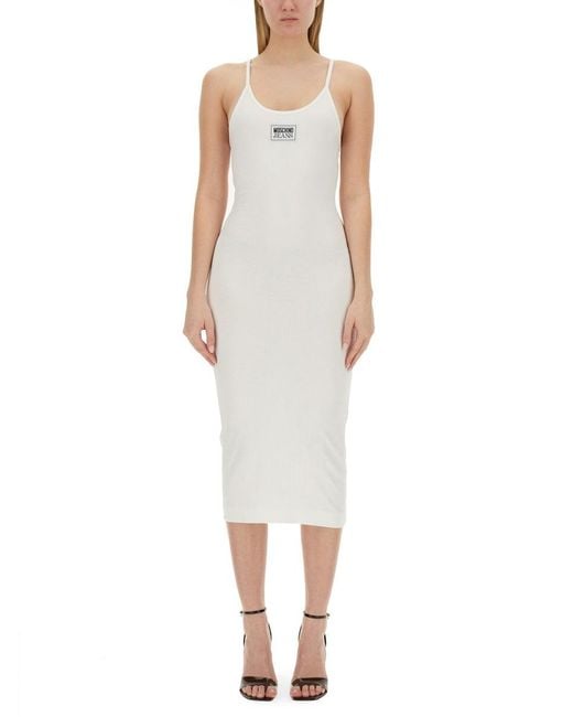 Moschino White Ribbed Dress
