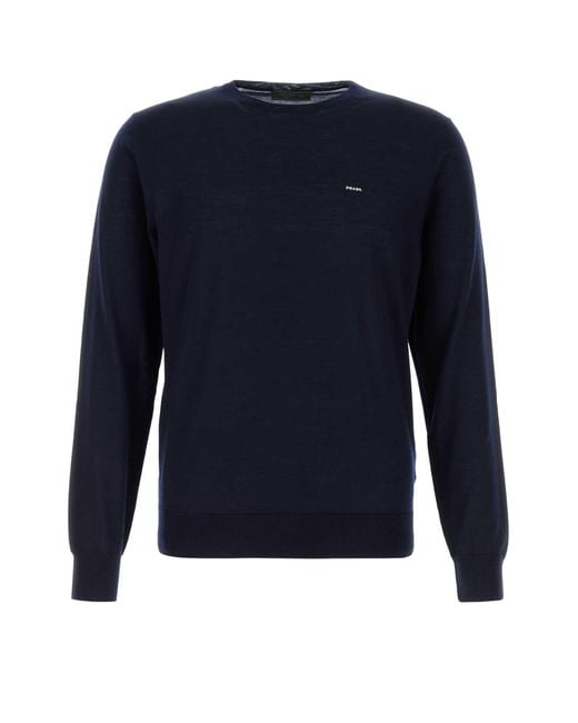 Prada Blue Logo Sweaters for men