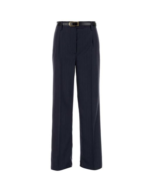 Prada Blue Embroidered Wool Pant