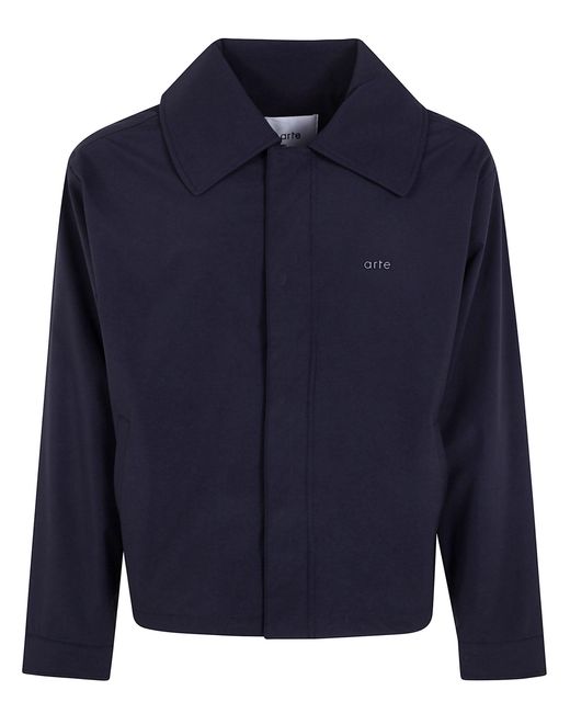 Arte' Blue Big Collar Nylon Jacket for men