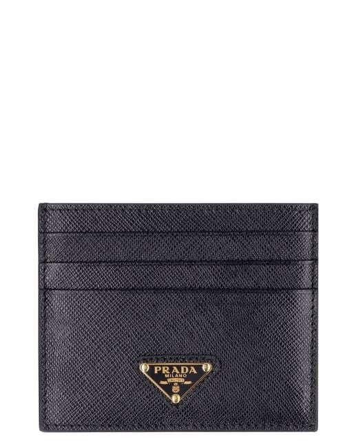 Prada Gray Leather Cardholder For