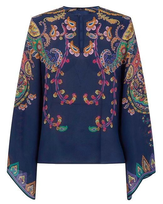 Etro Blue Printed Scarf Cape