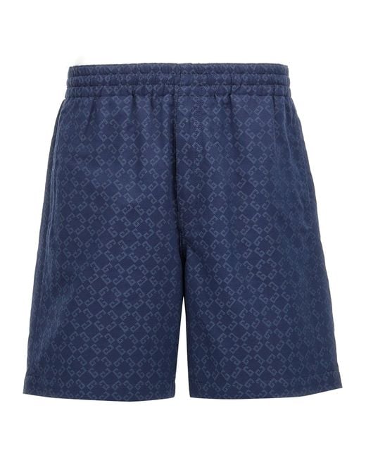 Givenchy Blue 'Monogram' Bermuda Shorts for men