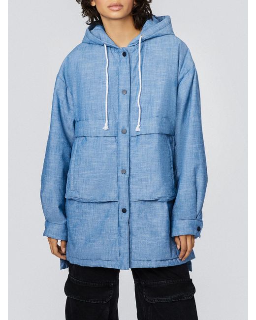 Bernie Hooded Denim Puffer Jacket in Blue Lyst