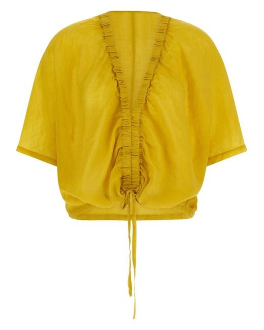 Nude Yellow Gathered Top