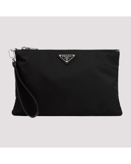 Prada Black Sleek Mini Pouch Handbag for men