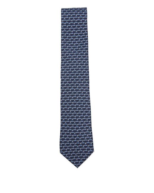 Men's Blue Race Print Silk Tie