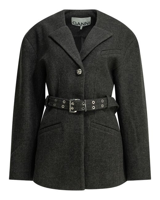 Ganni Black Lightweight Wool Jacket