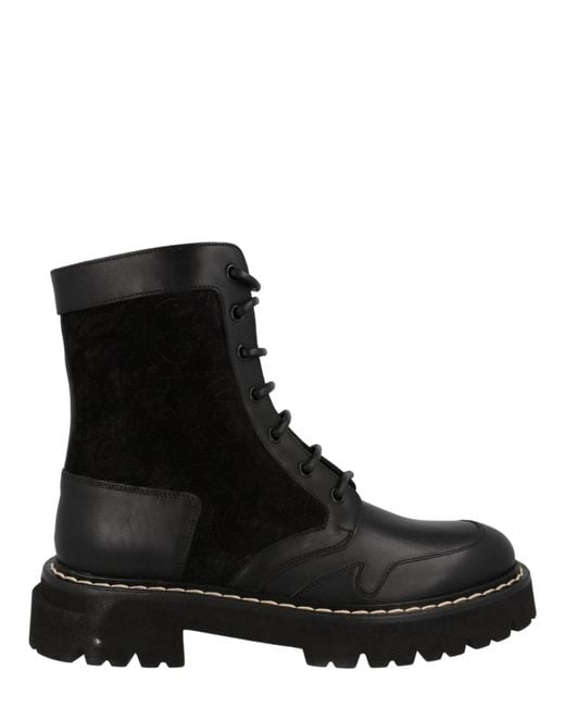 Ferragamo Black Ankle-Length Combat Boots for men
