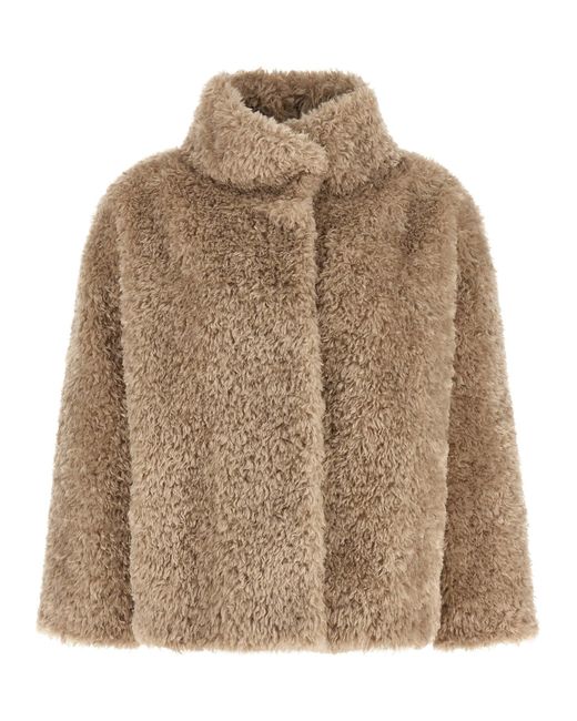 Herno Brown Curled Shearling Effect Coat