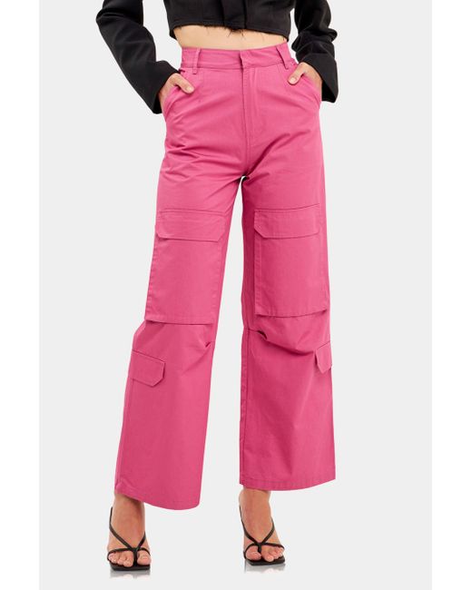 English Factory Wide Leg Cargo Pants in Pink | Lyst