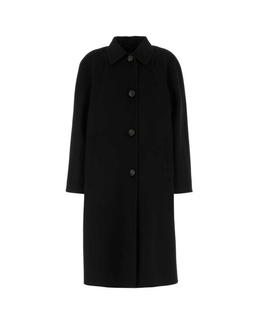 Prada Black Wool Blend Coat