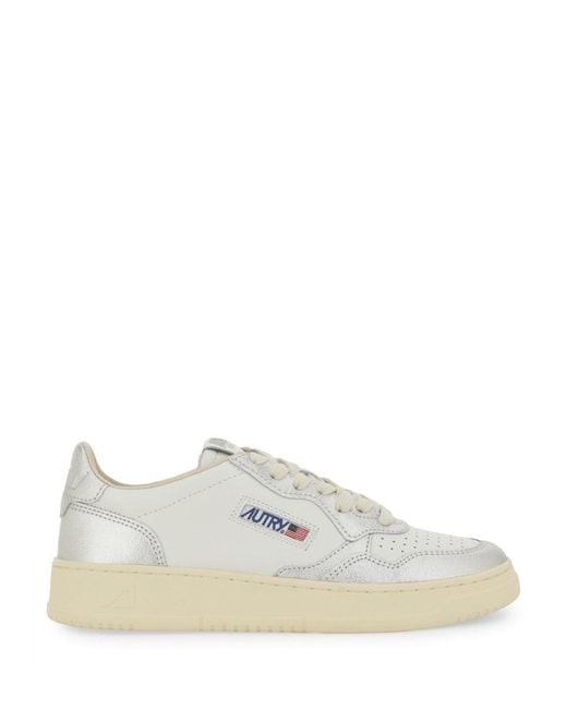 Autry White "Medalist Low" Sneakers