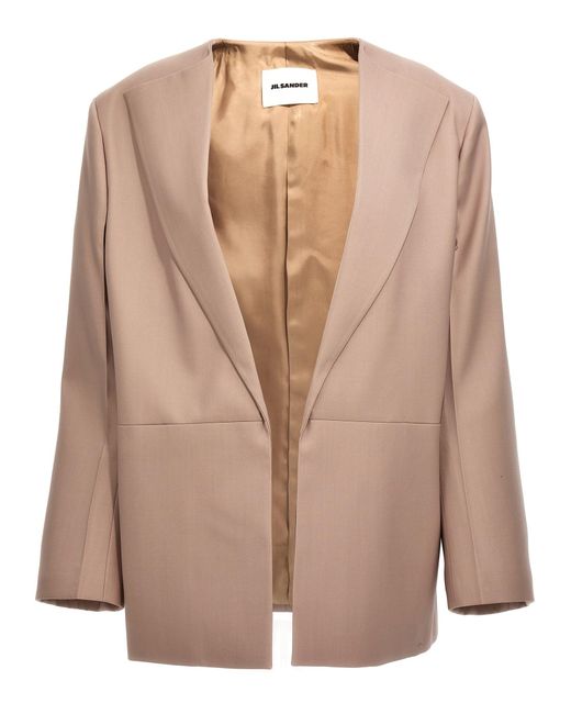 Jil Sander Brown Single-Breasted Blazer Jacket