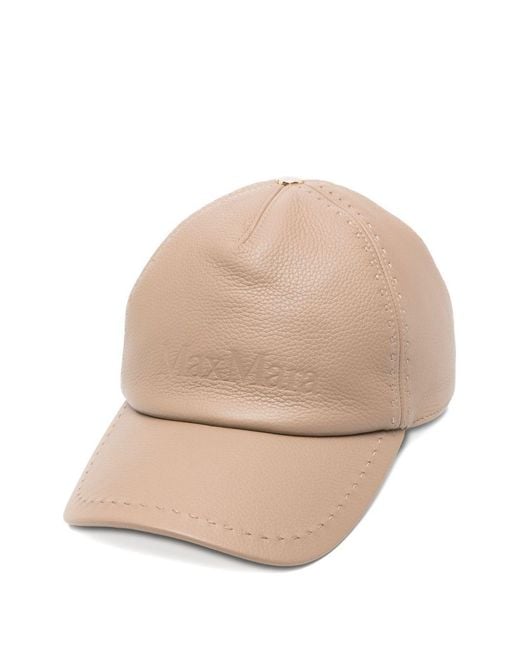 Max Mara Natural Leather Baseball Hat