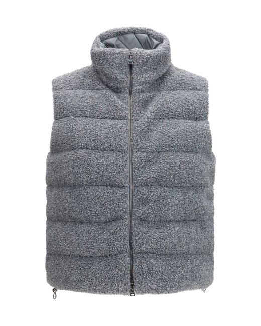 Herno Gray Padded Vest Shearling Front