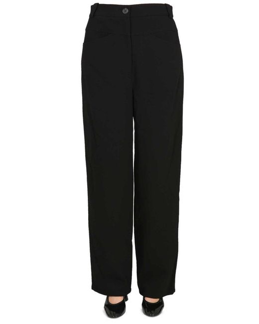 Khaite Black Preen Piqué Wide-Leg Pants