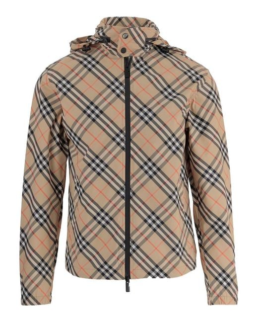 Burberry Brown Check Blouson Jacket for men