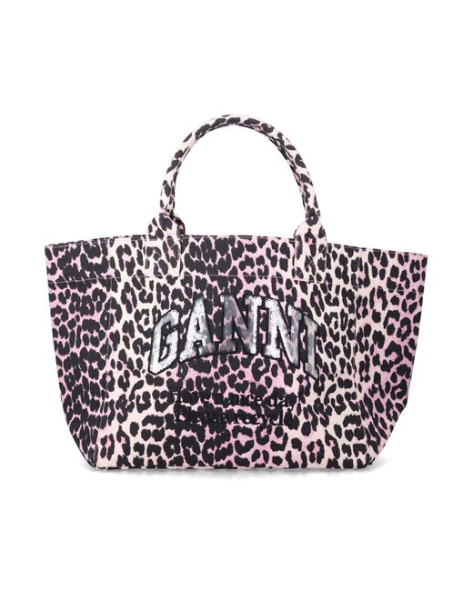 Ganni White Leopard Medium Tote