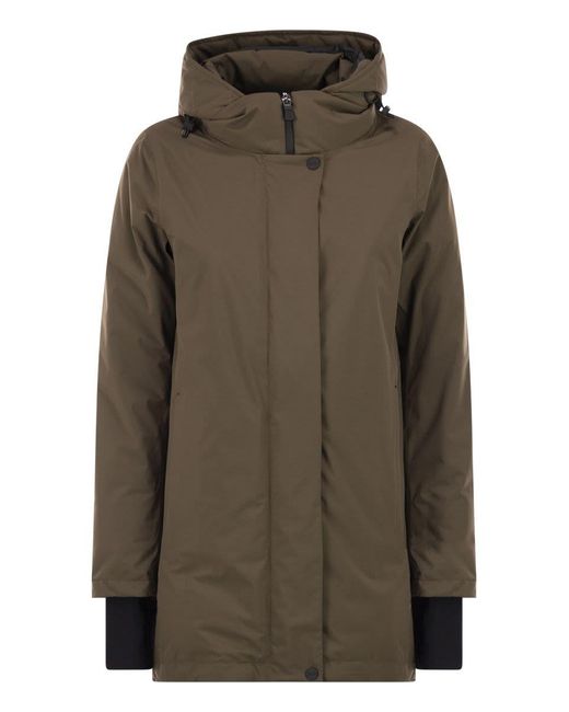 Herno Green A-Shaped Down Jacket With Hood, 2 Layers
