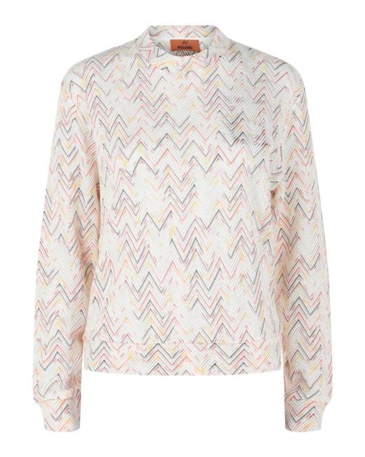 Missoni White Zig Zag Patterned Sweater