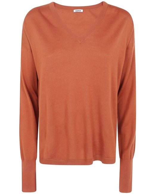 Aspesi Orange V Neck Sweater