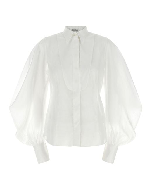 Brunello Cucinelli White Regular Solid Shirt
