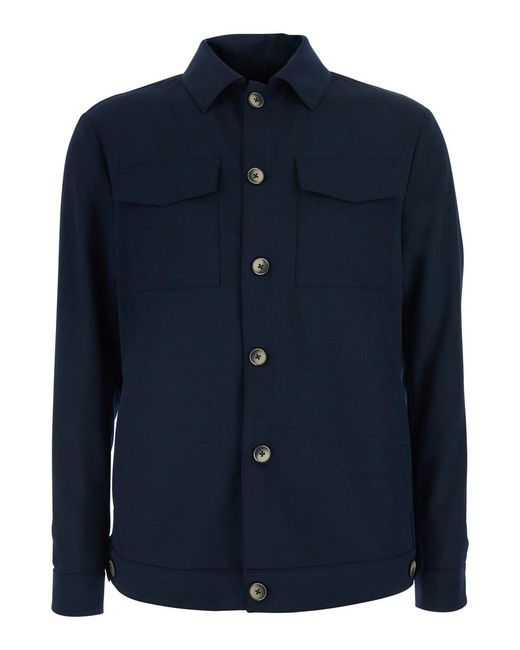 Le Plain Blue Jacket Tech Fabric for men