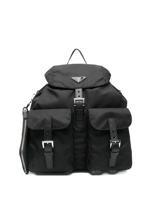 Prada Black Medium Re-Nylon Backpack With Pouch Bags