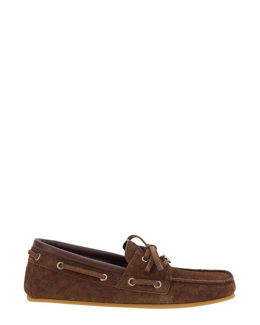 Gucci Brown Loafers With Gg Plate On The Front