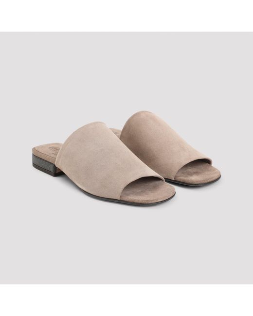Brunello Cucinelli Multicolor Suede Flat Sandals