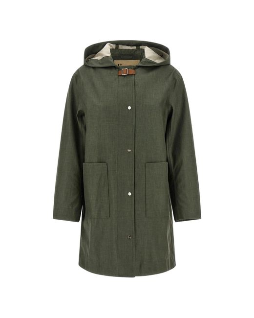 Herno Green Linen Wool Silk Parka