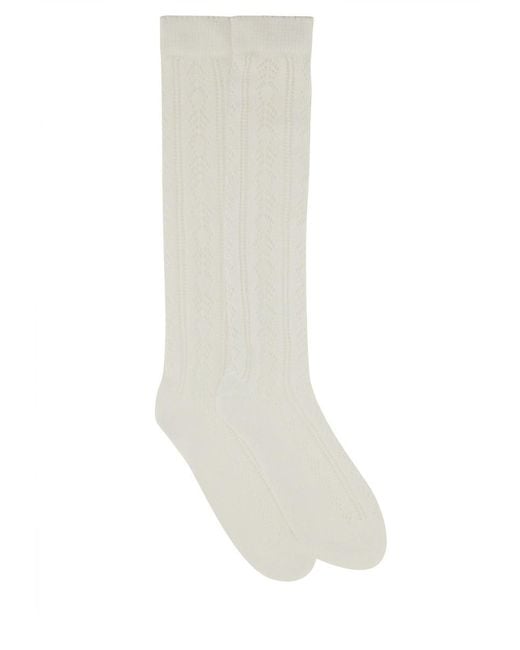 Valentino White Long Socks for men